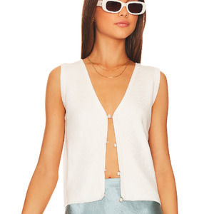 SNDYS Mountain White Knit Top Sweater Vest Pearl Buttons Size Medium